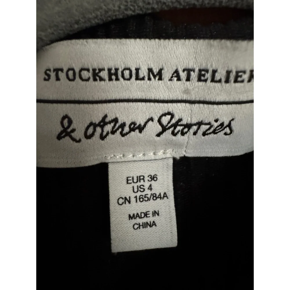 & Other Stories Stockholm Atelier Black Plisse Mock Neck Mini Dress US 4